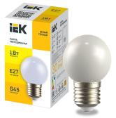 Лампа LIGHTING светодиодная декоративная G45 шар 1Вт 230В теплый белый E27 - артикул LLE-G45-1-230-WW-E27