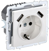 BRITE Розетка с заземлением с защитными шторками 16А с USB A+A 2,1А РЮш10-1-БрБ белый - IEK (ИЭК), артикул BR-R14-16-U21-D21-K01