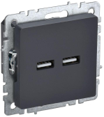 BRITE Розетка USB A+A 3.1А РЮ10-1-БрГ графит - IEK (ИЭК), артикул BR-U21-D31-K53