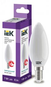 Лампа светодиодная LED 7вт Е14 белый матовая свеча FILAMENT (LLF-C35-7-230-40-E14-FR) - артикул LLF-C35-7-230-40-E14-FR