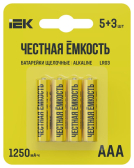 Батарейка щелоч. Alkaline LR03/AAA (5+3шт/блистер) ПРОМО | ABT-LR03-OP-L05-03 | IEK - артикул ABT-LR03-OP-L05-03