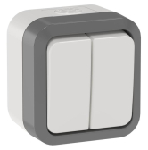 TORS Выключатель двухклавишный проходной 10А IP55 TS225 сер-бел IEK - IEK (ИЭК), артикул TS-V22-0-10-55-K41