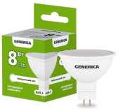 Лампа светодиодная MR16 софит 8Вт 230В 4000К GU5.3 GENERICA - артикул LL-MR16-08-230-40-GU5-G