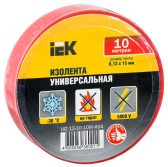 Изолента ПВХ красная 15мм 10м - артикул UIZ-13-10-10M-K04