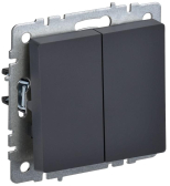 BRITE Выключатель двухклавишный 10А ВС10-2-0-БрГ графит - IEK (ИЭК), артикул BR-V20-0-10-K53