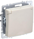BRITE Розетка с заземлением с защитными шторками и крышкой 16А IP20 РСбш10-3-БрКр бежевый - артикул BR-R16-16-K10