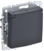 BRITE Розетка с заземлением с защитными шторками и крышкой 16А IP20 РСбш10-3-БрГ графит - артикул BR-R16-16-K53