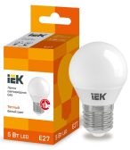 Лампа светодиодная G45 шар 5Вт 230В 3000К E27 - IEK (ИЭК), артикул LLE-G45-5-230-30-E27