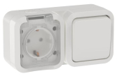 TORS Блок розетка + выключатель горизонтальный 16А IP55 TS342 белый - IEK (ИЭК), артикул TS-G10-6-55-V-K01