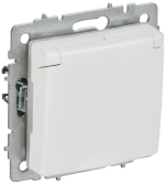 BRITE Розетка 1-местная с заземлением с защитными шторками и крышкой 16А IP44 РСбш10-3-44-БрАБ арктический белый IEK - артикул BR-R16-16-44-K91