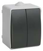 ФОРС Выключатель двухклавишный наружный IP54 - IEK (ИЭК), артикул EVS20-K03-10-54-DC