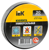 Изолента ПВХ черная 15мм 20м - IEK (ИЭК), артикул UIZ-13-10-K02