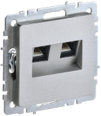 BRITE Розетка компьютерная двойная RJ45 кат.6 РК11-2-БрА алюминий IEK - артикул BR-K20-2-K47
