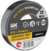 Изолента 0.15х19мм черная 25м - IEK (ИЭК), артикул EX-IZ10-C15-19-25-K02