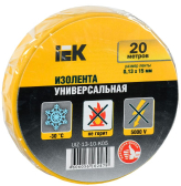 Изолента ПВХ желтая 15мм 20м - IEK (ИЭК), артикул UIZ-13-10-K05