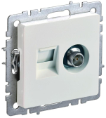 BRITE Розетка двойная TV+RJ45 кат.5E РТВ/РК12-БрЖ жемчуг - IEK (ИЭК), артикул BR-AK20-1-K36