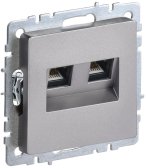 BRITE Розетка компьютерная двойная RJ45 кат.5E РК10-2-БрС сталь - артикул BR-K20-1-K46