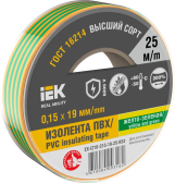Изолента 0.15х19мм желто-зеленая 25м - IEK (ИЭК), артикул EX-IZ10-C15-19-25-K52