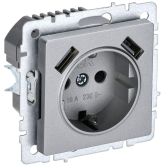 BRITE Розетка с заземлением с защитными шторками 16А с USB A+A 2,1А РЮш10-1-БрА алюминий - IEK (ИЭК), артикул BR-R14-16-U21-D21-K47