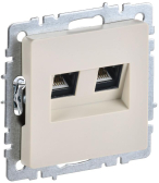 BRITE Розетка двойная RJ11+RJ45 кат.5E РК/Т12-БрКр бежевый - IEK (ИЭК), артикул BR-KT20-O-1-K10