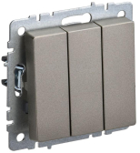 BRITE Выключатель трехклавишный 10А ВС10-3-0-БрШ шампань - артикул BR-V30-0-10-K37