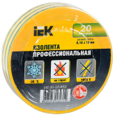 Изолента ПВХ желто-зеленая 19мм 20м - IEK (ИЭК), артикул UIZ-20-10-K52