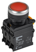 Кнопка с подсветкой d=22мм 1NO+1NC красная MASTER - IEK (ИЭК), артикул MI-BT60-11D-3-12-K04