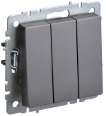 BRITE Выключатель трехклавишный 10А ВС10-3-0-БрС сталь - артикул BR-V30-0-10-K46