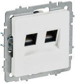 BRITE Розетка компьютерная двойная RJ45 кат.6 РК11-2-БрАБ арктический белый IEK - артикул BR-K20-2-K91