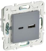 SKANDY Розетка USB A+C 18Вт SK-R13Gr серый IEK - артикул SK-U22-018-K03