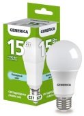 Лампа светодиодная A60 груша 15Вт 230В 6500К E27 GENERICA - IEK (ИЭК), артикул LL-A60-15-230-65-E27-G
