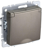 BRITE Розетка с заземлением с защитными шторками и крышкой 16А IP44 РСбш10-3-44-БрШ шампань - IEK (ИЭК), артикул BR-R16-16-44-K37