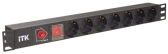 Блок розеток 19 (7шт) PDU с LED выключателем алюминевый профиль 1U ВХОД С14 без шнура | PH12-7D3 | ITK - артикул PH12-7D3