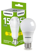 Лампа светодиодная A60 груша 15Вт 230В 3000К E27 GENERICA - IEK (ИЭК), артикул LL-A60-15-230-30-E27-G