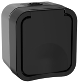 Розетка 1-местная с заземляющим контактом и крышкой TORS 16А IP55 графит - IEK (ИЭК), артикул TS-R16-16-55-K53