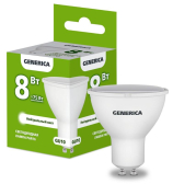 Лампа светодиодная PAR16 софит 8Вт 230В 4000К GU10 GENERICA - артикул LL-PAR16-08-230-40-GU10-G