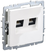 BRITE Розетка двойная RJ11+RJ45 кат.5E РК/Т12-БрБ белый - артикул BR-KT20-O-1-K01
