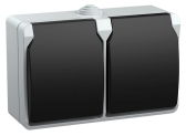 ФОРС Розетка двойная наружная с заземлением с крышкой IP54 - IEK (ИЭК), артикул ERS22-K03-16-54-DC
