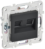 SKANDY Розетка компьютерная двойная RJ45 кат.6 SK-K04G графит IEK - артикул SK-K20-2-K53