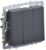 BRITE Выключатель трехклавишный 10А ВС10-3-0-БрГ графит - артикул BR-V30-0-10-K53
