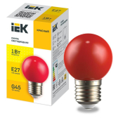 Лампа LIGHTING светодиодная декоративная G45 шар 1Вт 230В красный E27 - IEK (ИЭК), артикул LLE-G45-1-230-R-E27
