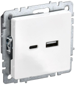 BRITE Розетка USB A+C 18Вт РЮ11-1-БрБ белый - IEK (ИЭК), артикул BR-U22-018-K01