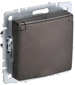 BRITE Розетка с заземлением с защитными шторками и крышкой 16А IP44 РСбш10-3-44-БрТБ темная бронза - IEK (ИЭК), артикул BR-R16-16-44-K45