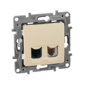 Etika Слоновая кость Розетка телефонная + компьютерная (RJ11+RJ45) 5 кат. UTP | 672352 | Legrand - артикул 672352