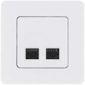Розетка компьютерная двойная RJ45 категория 5Е UTP белый INSPIRIA - артикул 673835