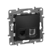 Etika Антрацит Розетка телефонная + компьютерная (RJ11+RJ45) 5 кат. UTP | 672652 | Legrand - артикул 672652