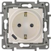 Розетка с заземлением с USB тип C - Legrand Etika - со шторками 16А 250В 1500мА 7,5Вт безвинтовые зажимы - белый - артикул 672288