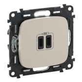 Valena ALLURE.Зарядное устройство с двумя USB-разьемами тип С-тип С 240В/5В 3000мА.С лицевой панелью.Цвет Слоновая кость (755346) - артикул 755346