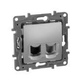 Etika Алюминий Розетка телефонная + компьютерная (RJ11+RJ45) 5 кат. UTP | 672452 | Legrand - артикул 672452