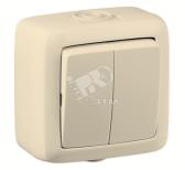 Выключатель двухклавишный наружный слоновая кость IP44 16А - артикул ВА16-251-01